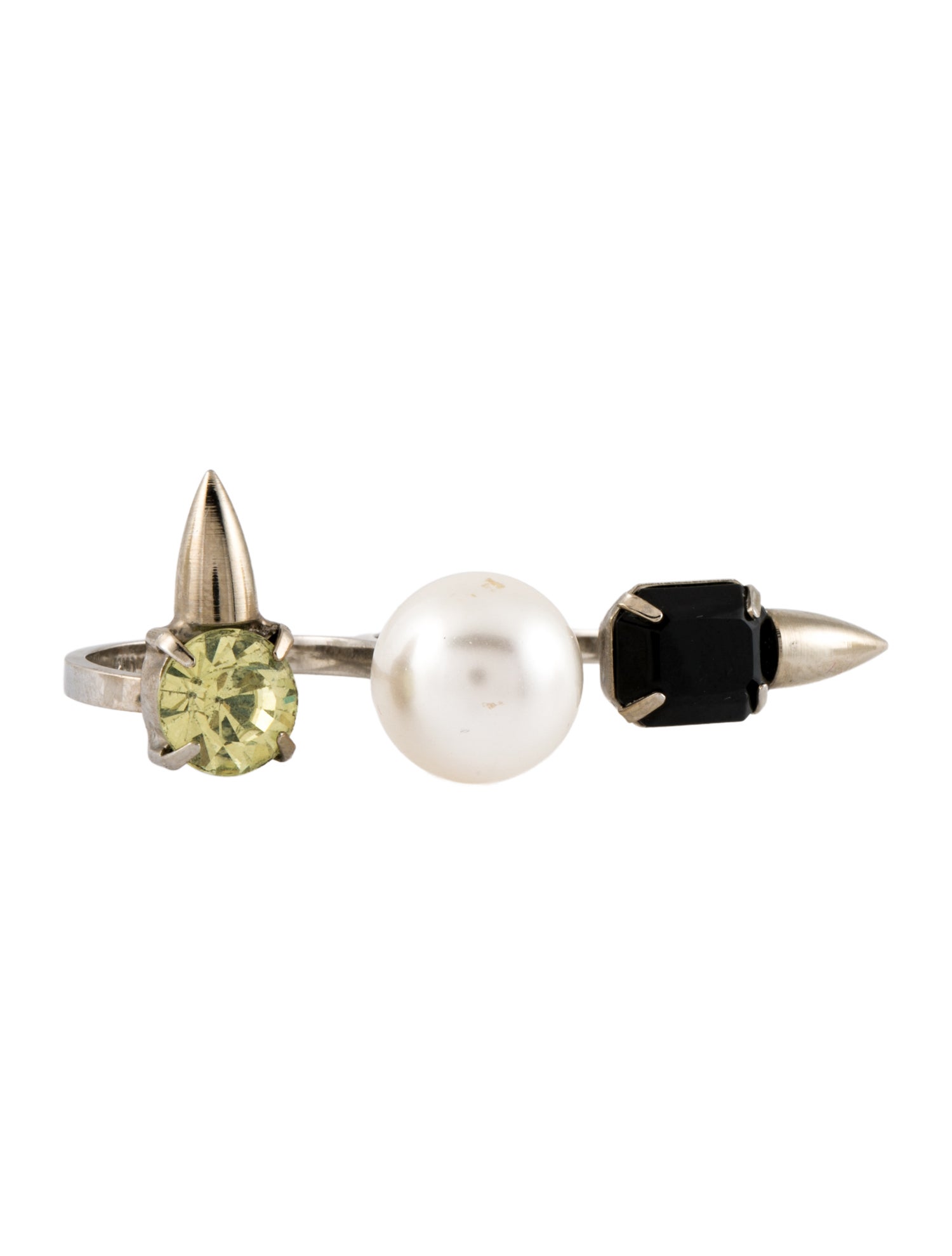 Joomi Lim Faux Pearl & Crystal Double Ring