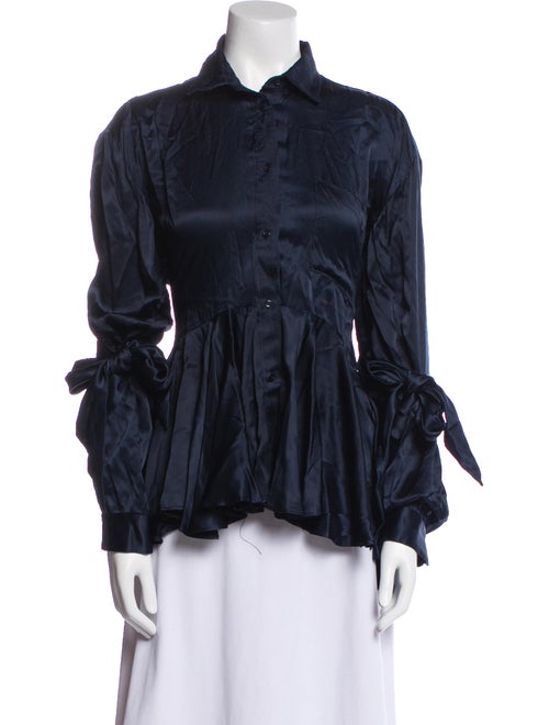Each x Other Silk Long Sleeve Button-Up Top