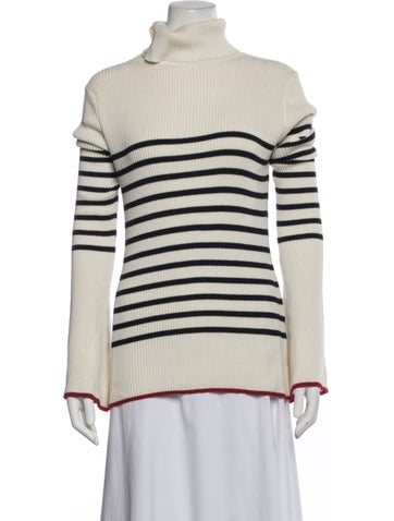 Pre-owned Each X Other Striped Turtleneck Sweater In White