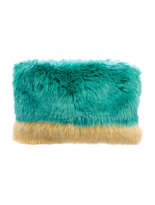 Shrimps Faux Fur Clutch Turquoise