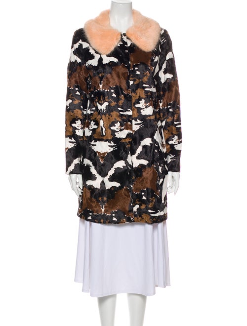 Shrimps Printed Faux Fur Jacket Black