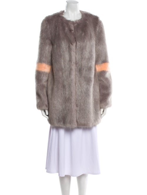 Shrimps Faux Fur Colorblock Pattern Faux Fur Coat