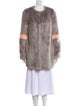 Shrimps Faux Fur Colorblock Pattern Faux Fur Coat