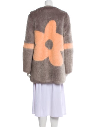 Shrimps Faux Fur Colorblock Pattern Faux Fur Coat
