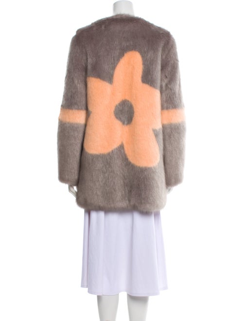 Shrimps Faux Fur Colorblock Pattern Faux Fur Coat
