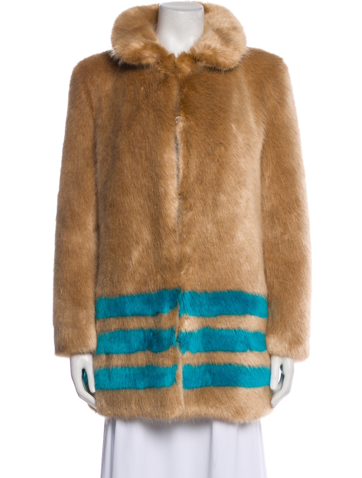 Shrimps Faux Fur Colorblock Pattern Faux Fur Jacket