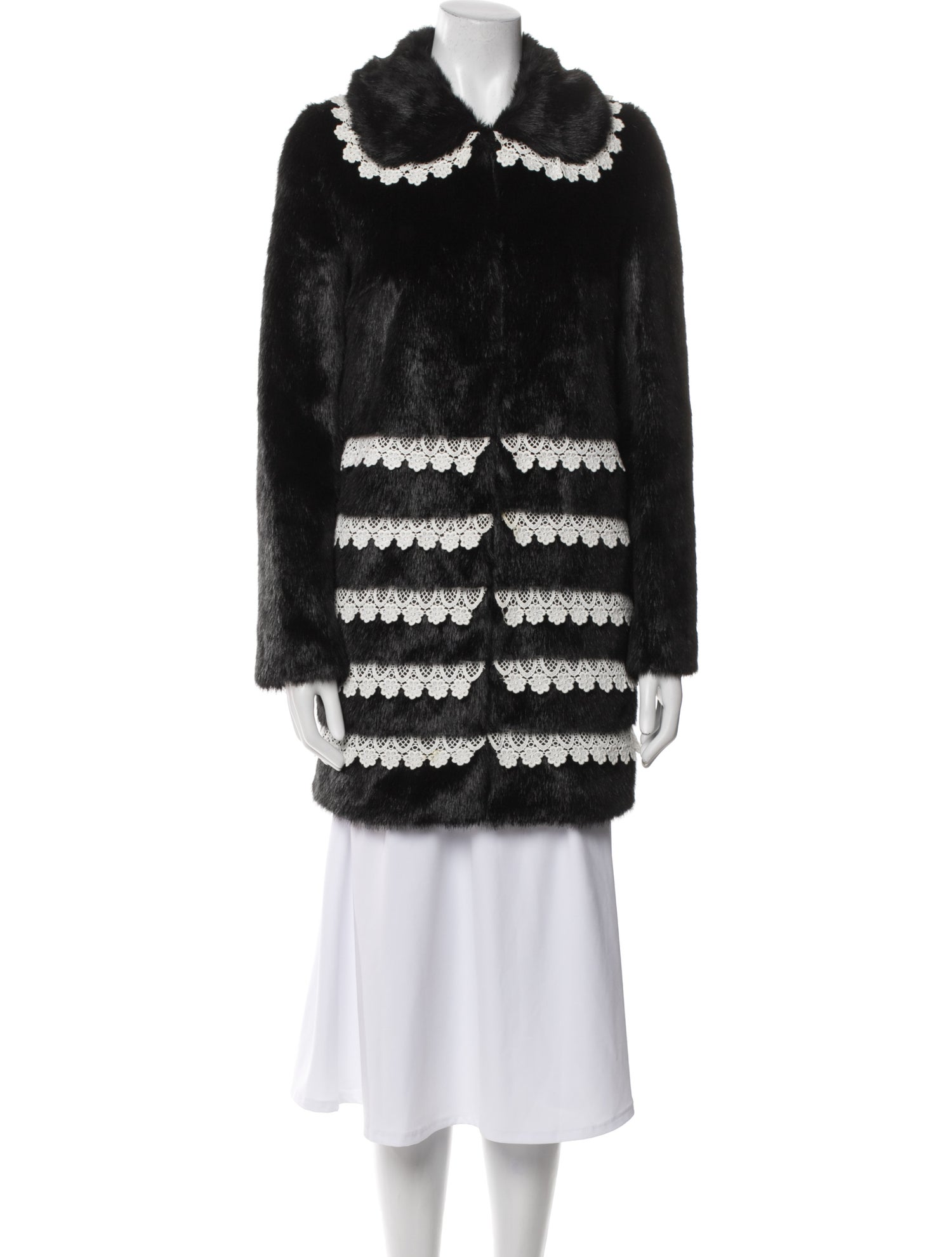 Shrimps Faux Fur Lace Pattern Faux Fur Coat