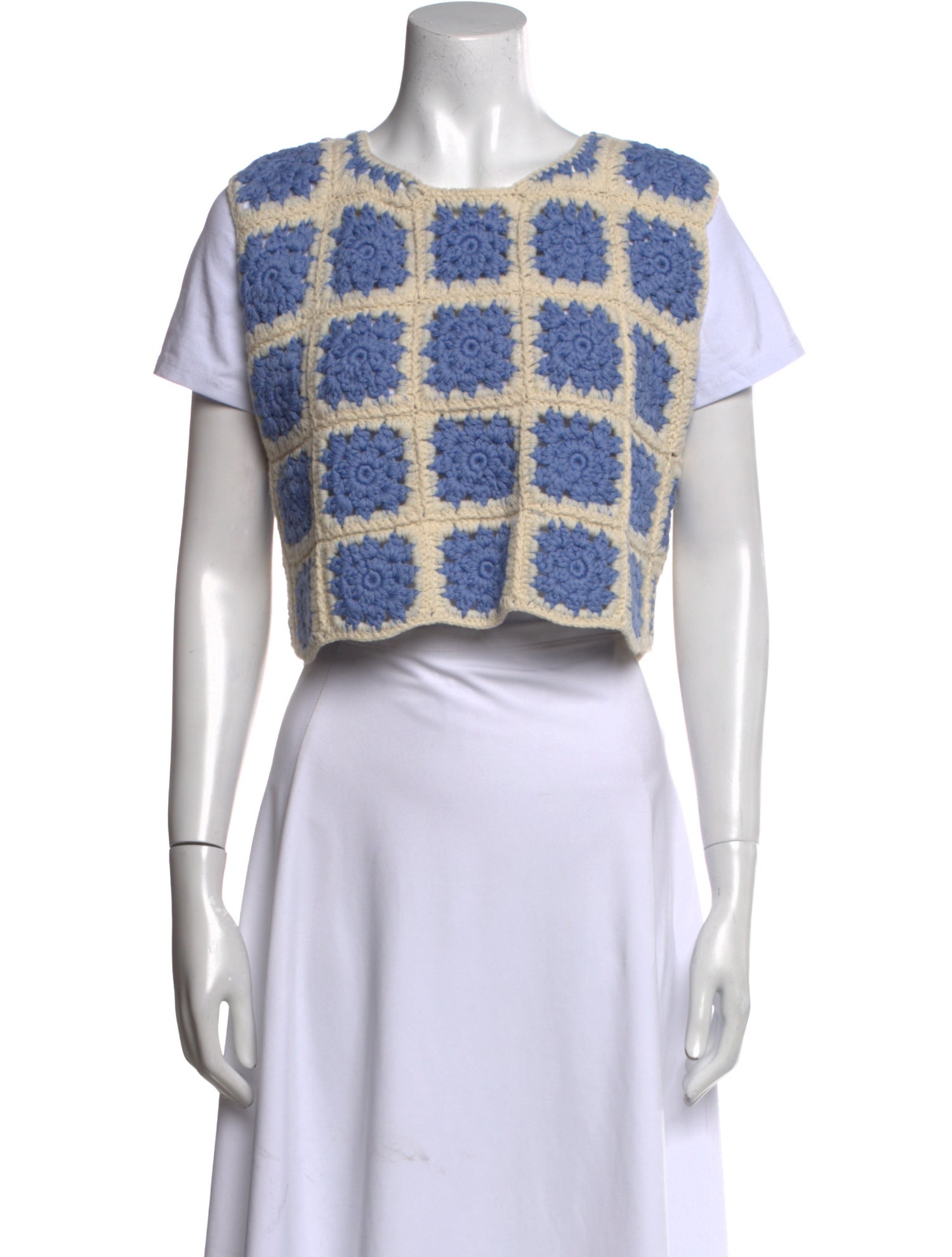 Shrimps Printed Crew Neck Crop Top