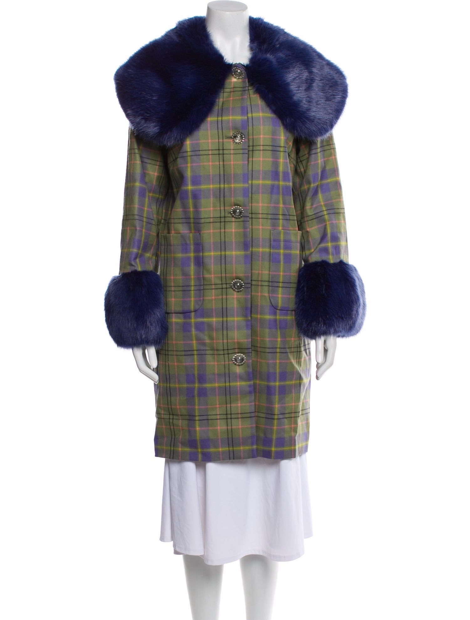 Shrimps Wool Plaid Print Peacoat w/ Tags