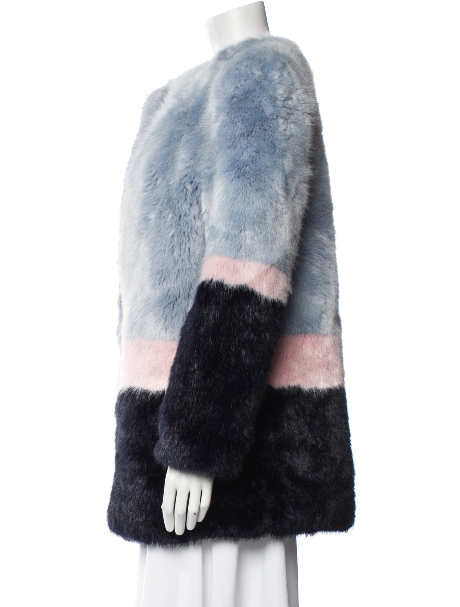 Shrimps Striped Faux Fur Coat