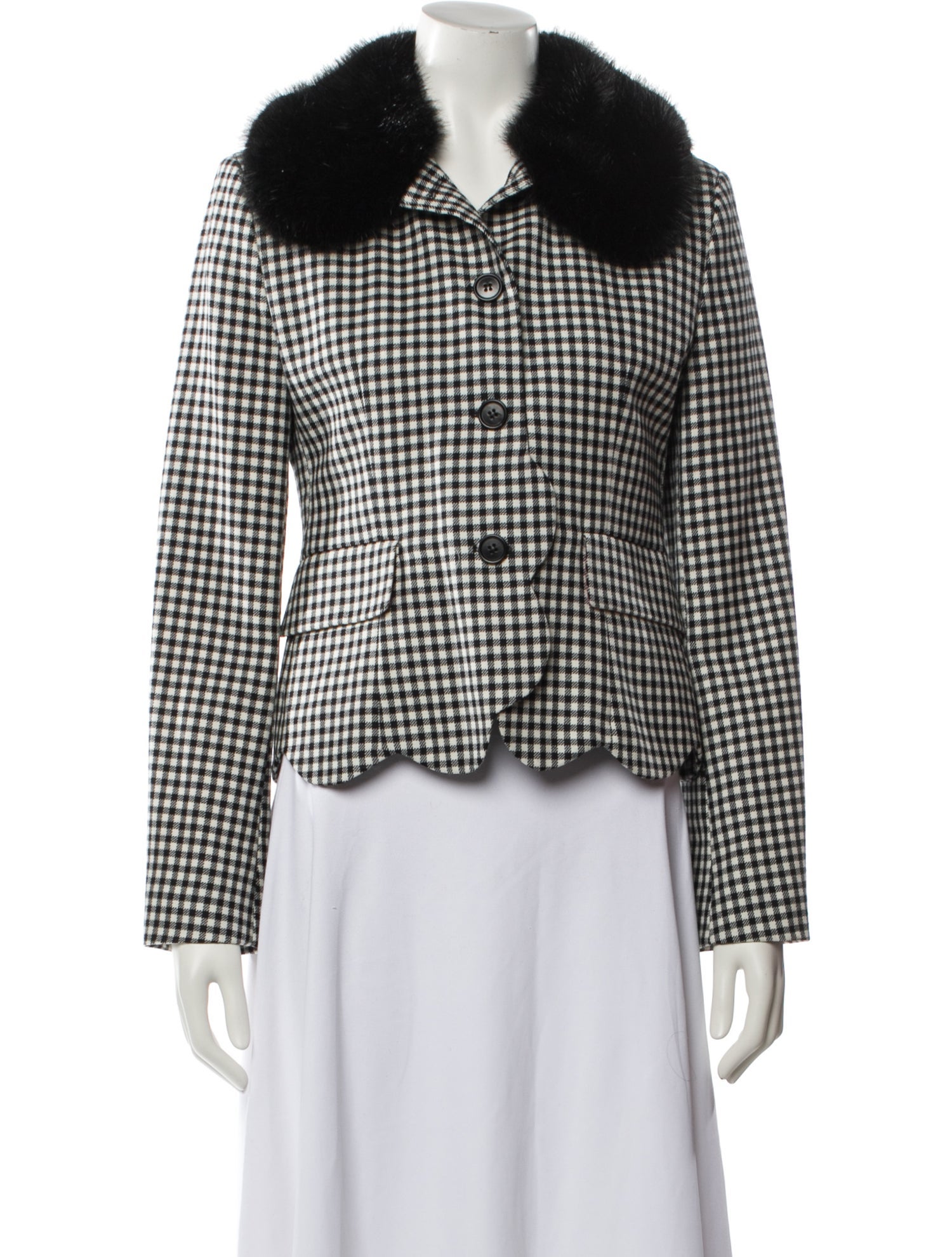 Shrimps Wool Plaid Print Blazer