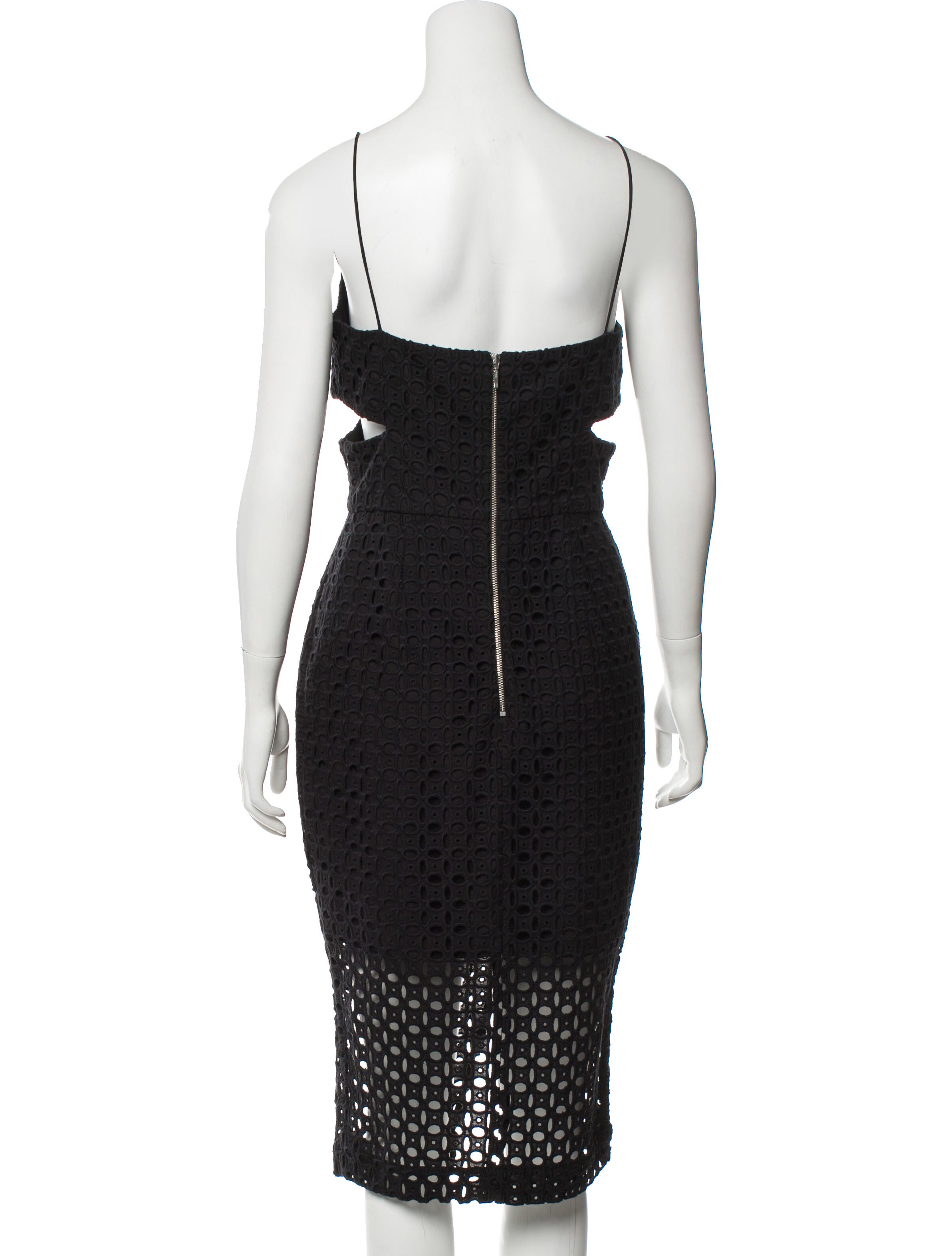 Nicholas Lace Pattern Midi Length Dress in Black, Women's US 10 | L
