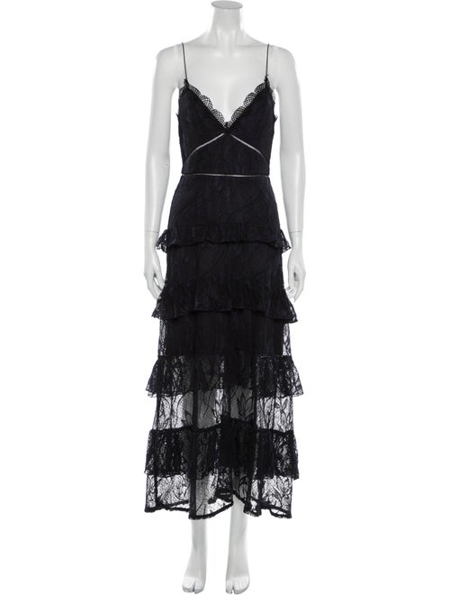 Nicholas Lace Pattern Long Dress Black