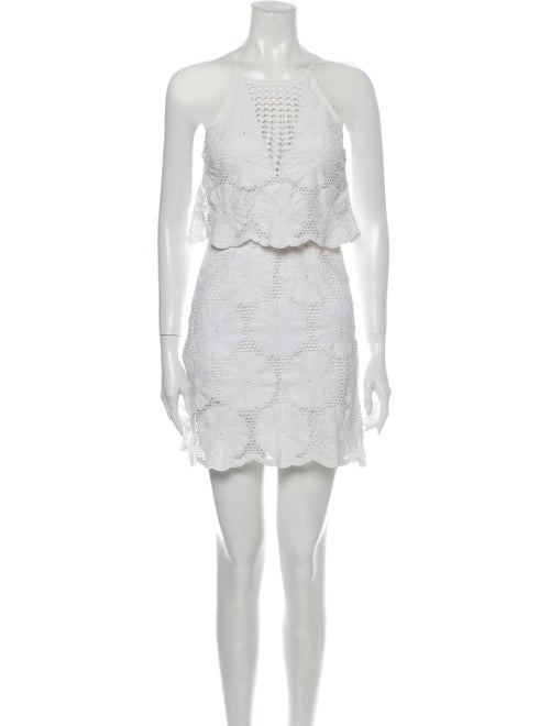 Nicholas Lace Pattern Mini Dress White