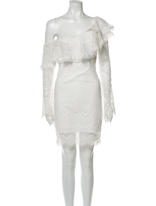 Nicholas Lace Pattern Mini Dress White