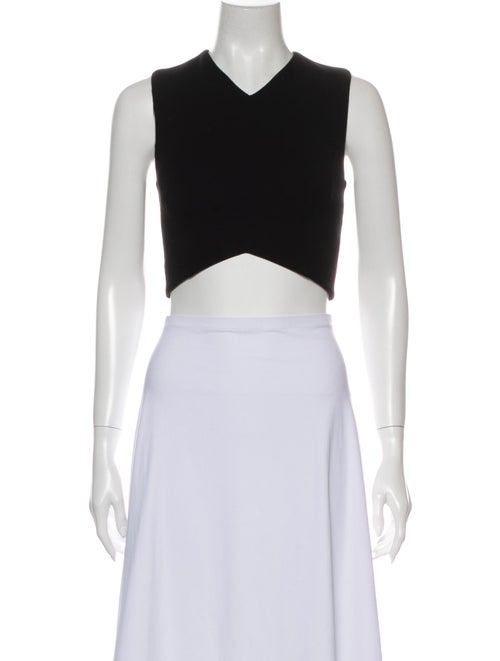 Nicholas V-Neck Sleeveless Crop Top Black