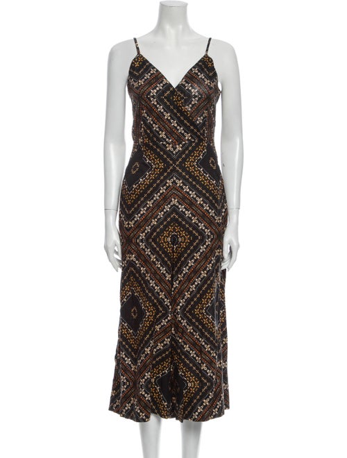 Nicholas Linen Printed Jumpsuit Black