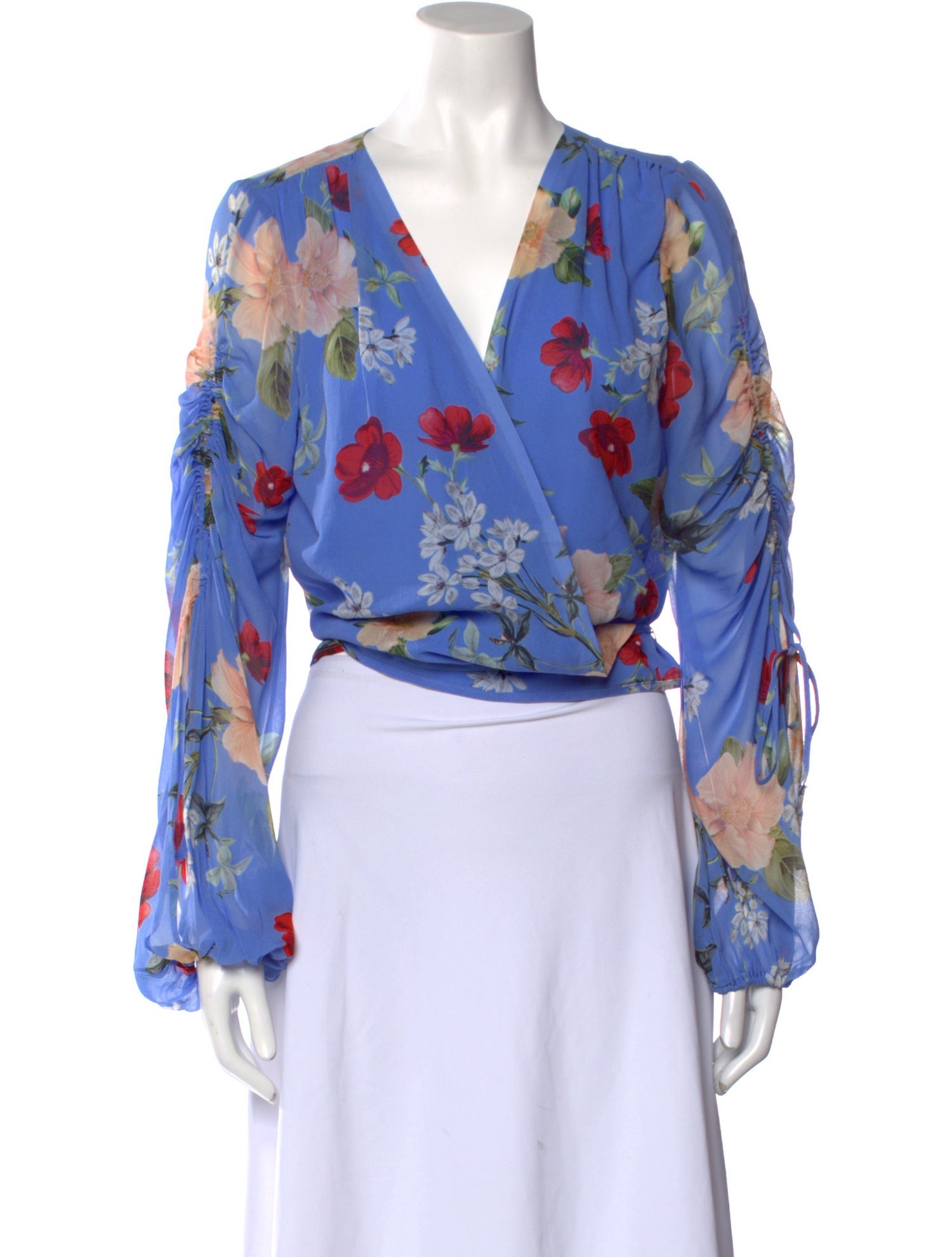 Nicholas Silk Floral Print Blouse w/ Tags Blue Tops, Clothing