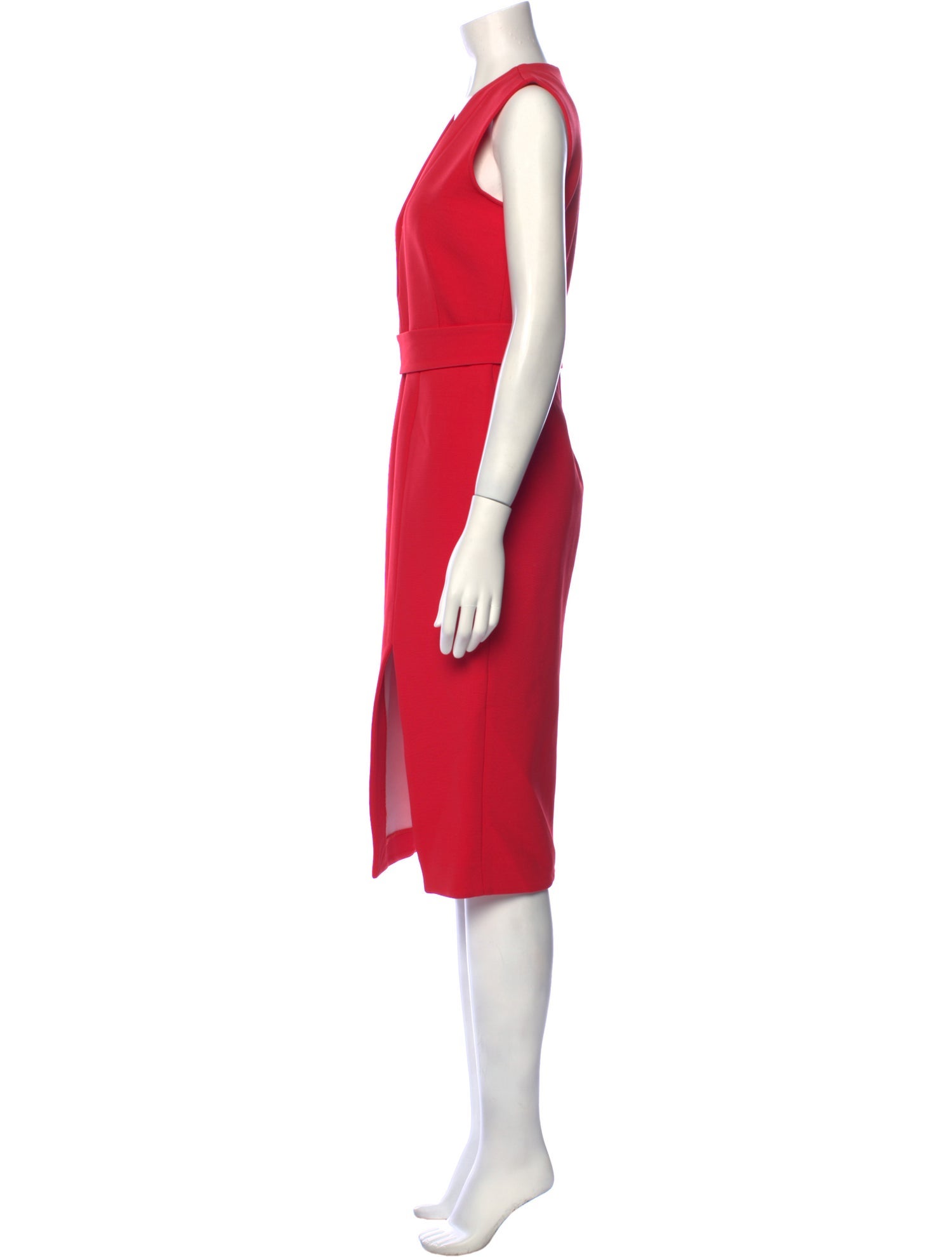 Nicholas V-Neck Midi Length Dress in Red, Women's M