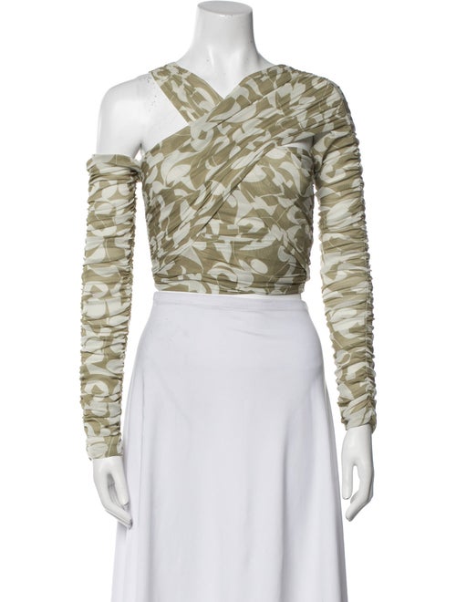 Nicholas Printed One-Shoulder Crop Top