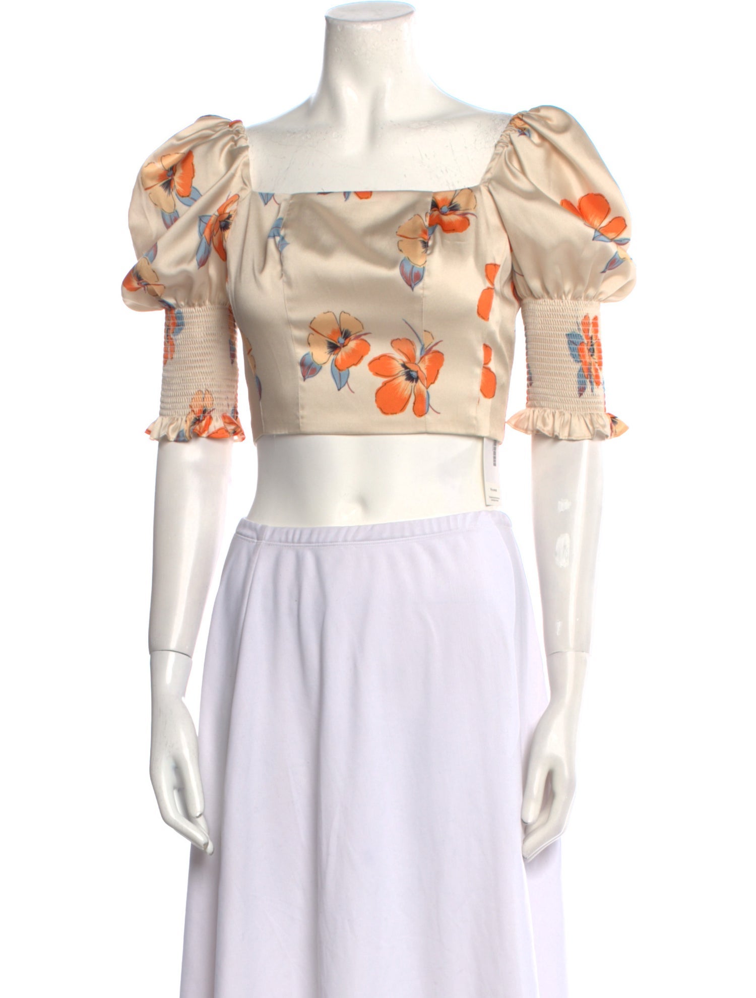 Nicholas Floral Print Square Neckline Crop Top