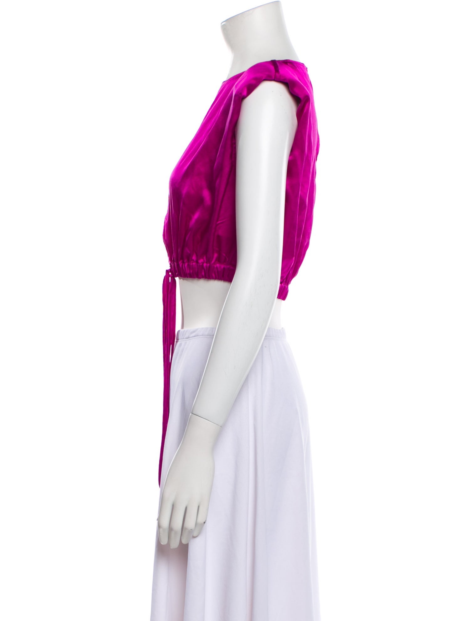 Nicholas Silk Bateau Neckline Crop Top