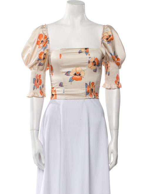 Nicholas Floral Print Square Neckline Crop Top