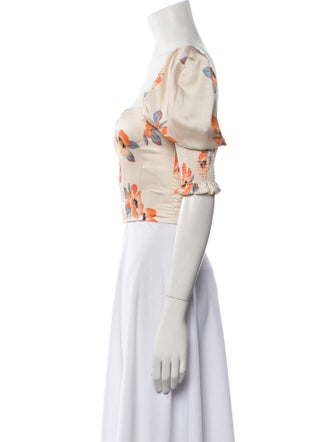 Nicholas Floral Print Square Neckline Crop Top