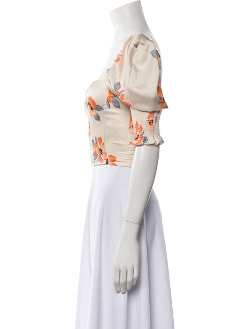 Nicholas Floral Print Square Neckline Crop Top