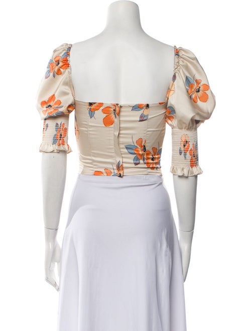 Nicholas Floral Print Square Neckline Crop Top