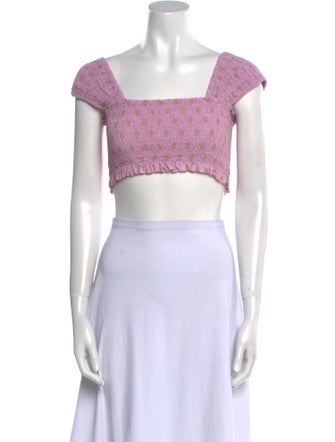 Nicholas Polka Dot Print Square Neckline Crop Top