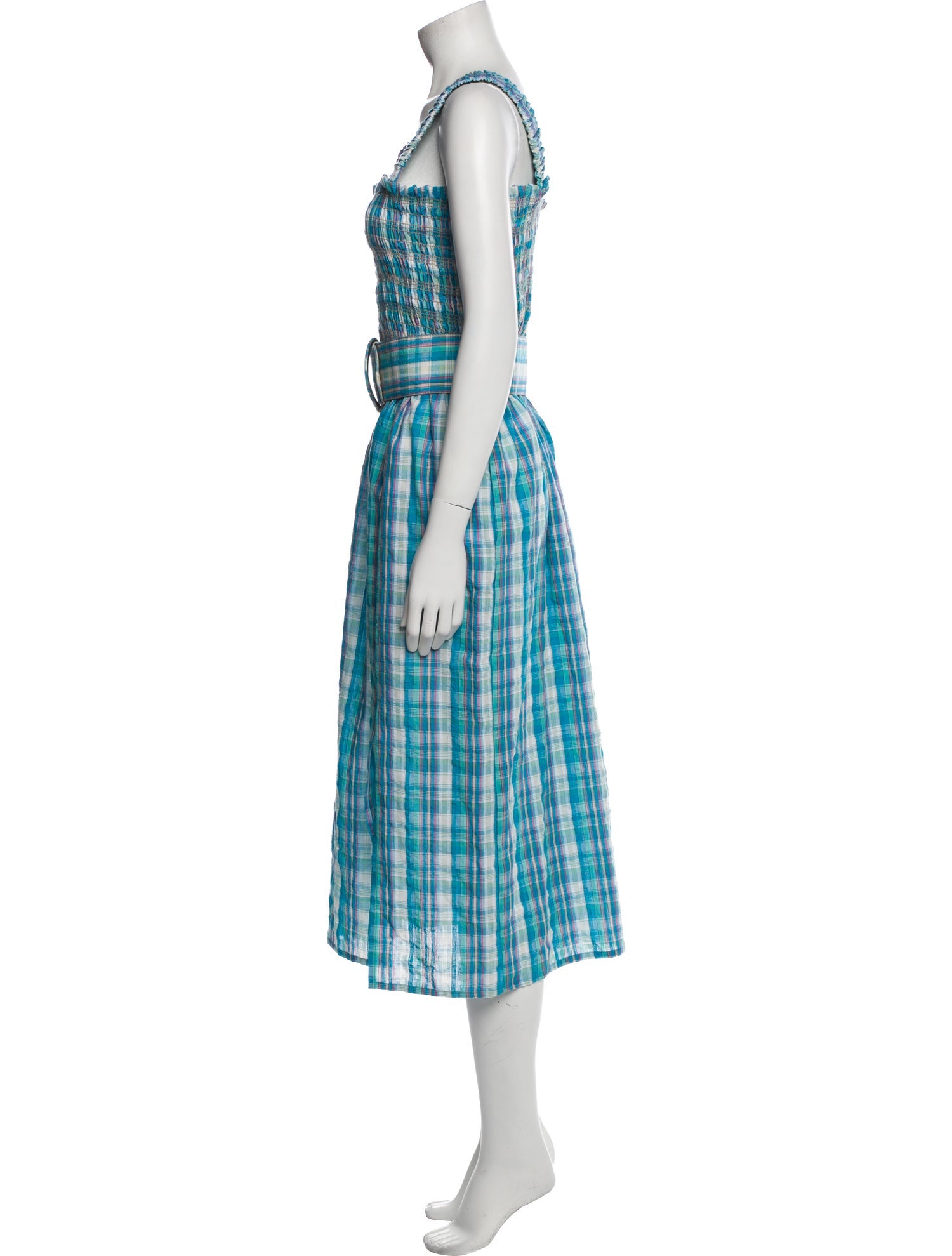 Nicholas Plaid Print Midi Length Dress