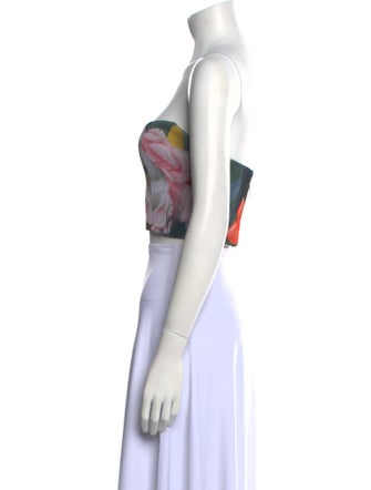 Nicholas Printed Strapless Crop Top