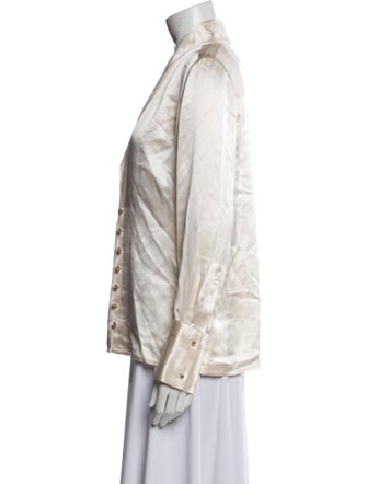 Nicholas V-Neck Long Sleeve Button-Up Top