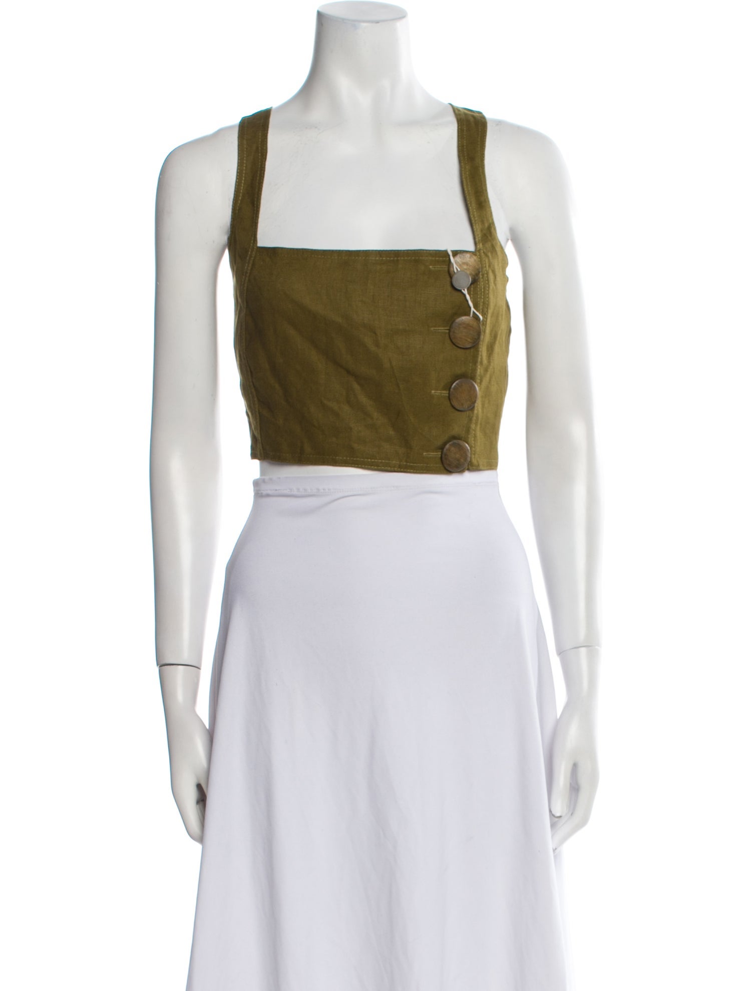 Nicholas Linen Square Neckline Crop Top