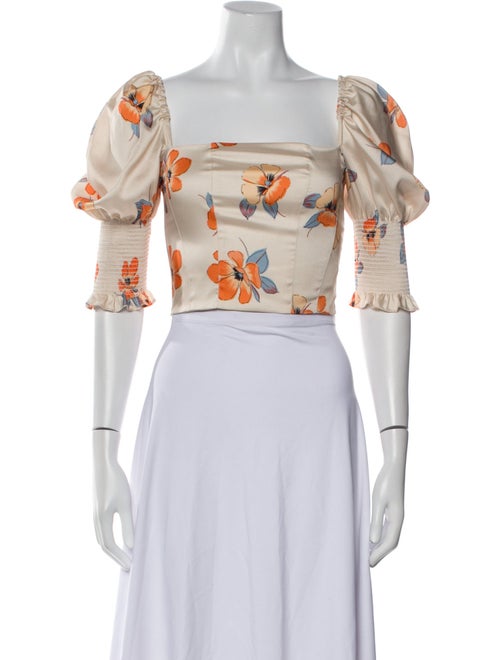 Nicholas Floral Print Square Neckline Crop Top