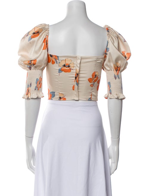 Nicholas Floral Print Square Neckline Crop Top