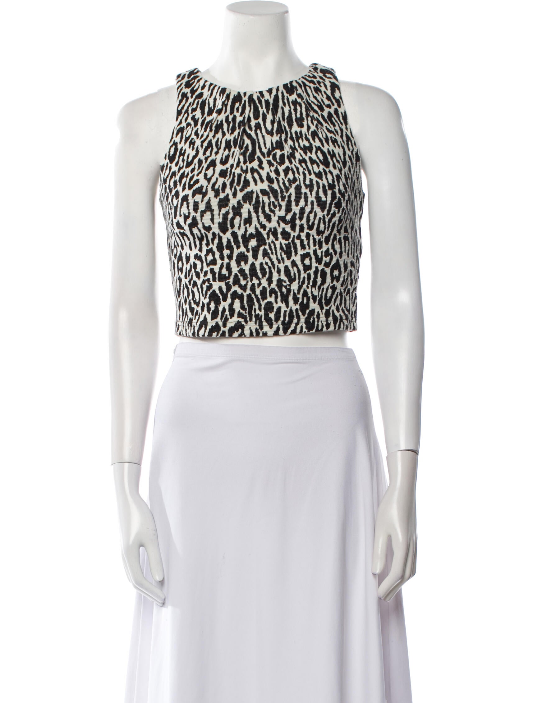 Nicholas Animal Print Bateau Neckline Crop Top