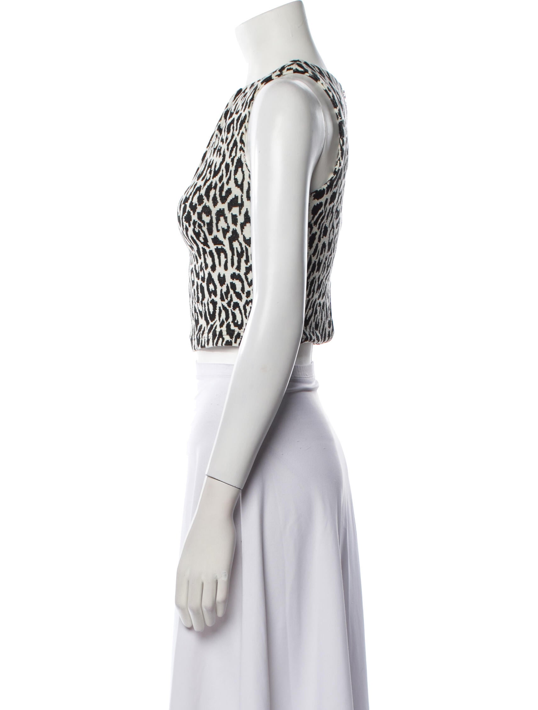 Nicholas Animal Print Bateau Neckline Crop Top