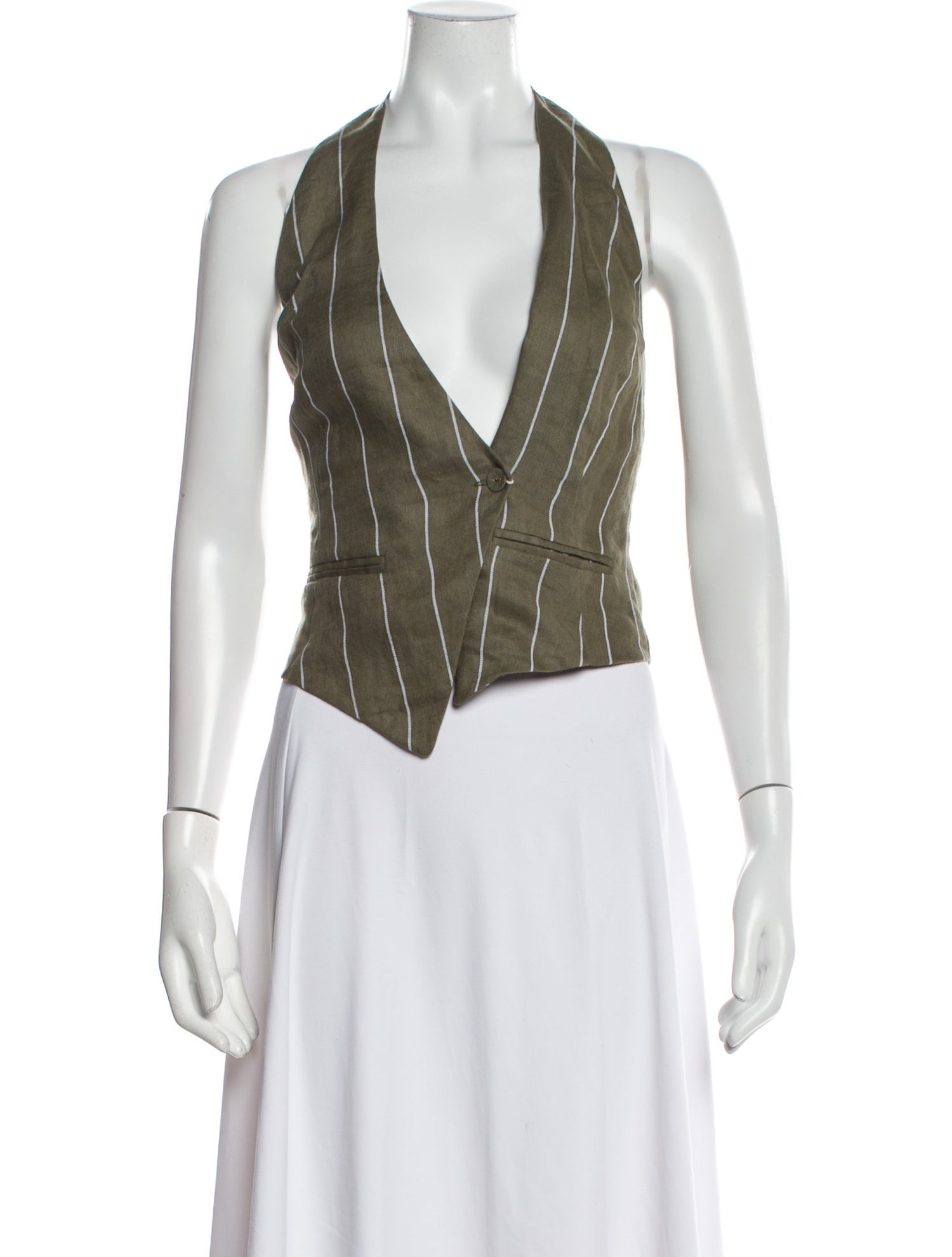 Nicholas Linen V-Neck Crop Top w/ Tags