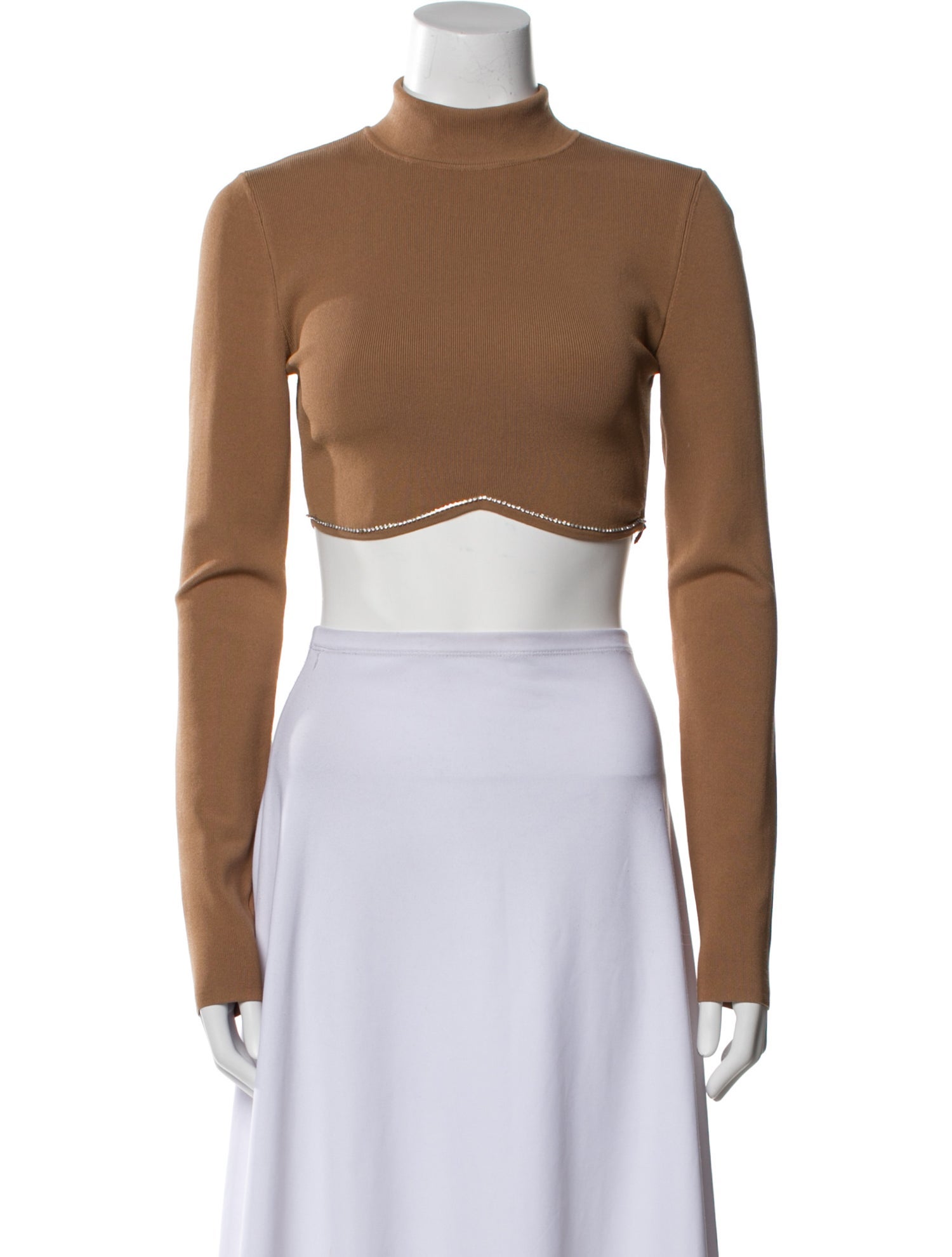 Nicholas Mock Neck Long Sleeve Crop Top