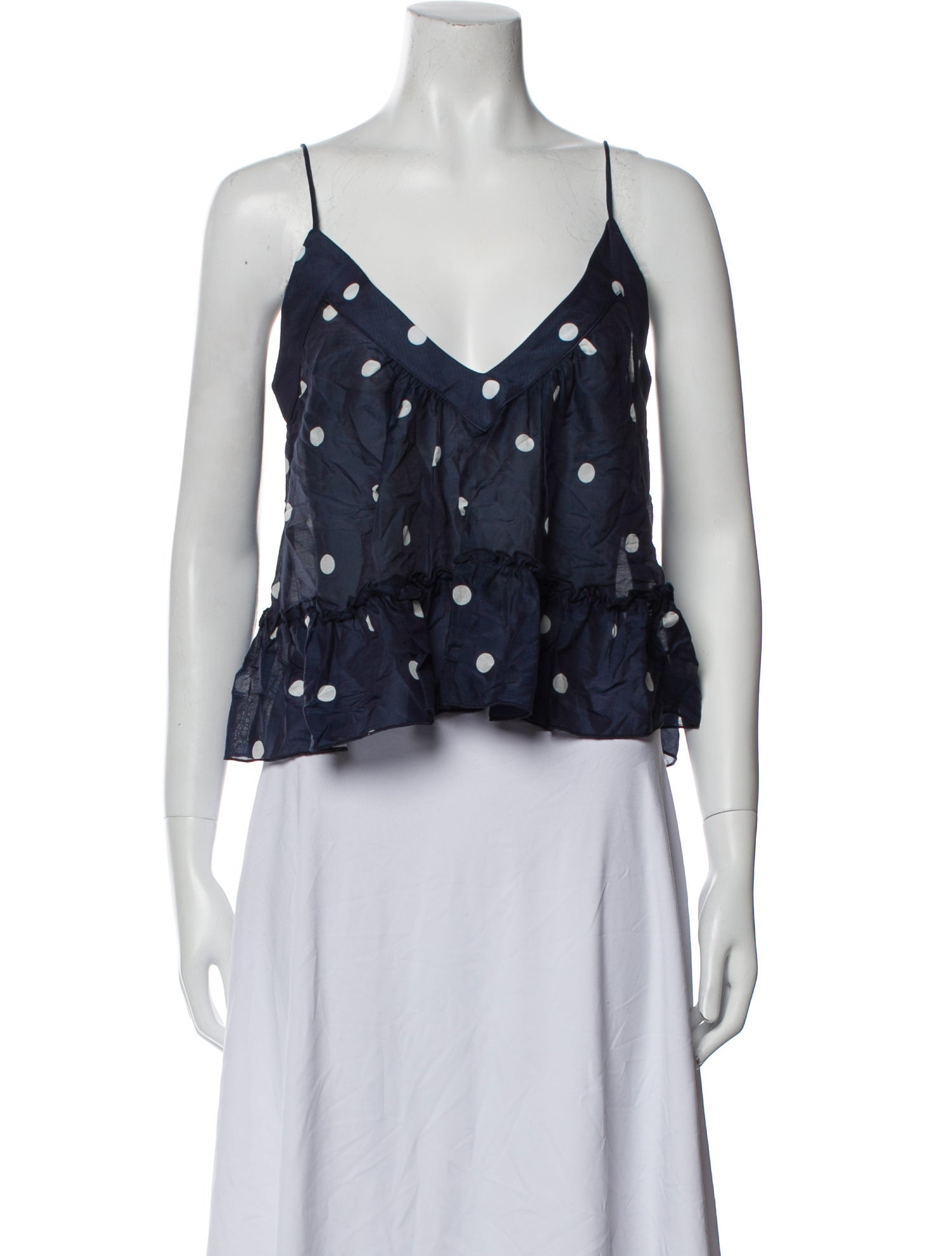 Nicholas Polka Dot Print V-Neck Crop Top