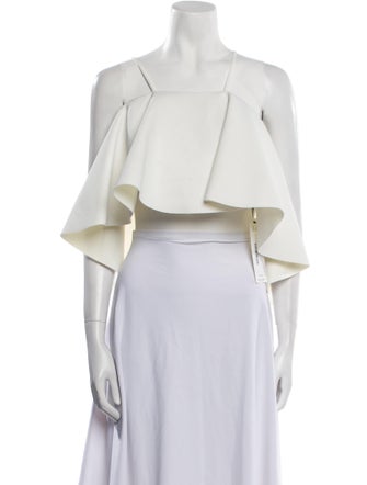 Nicholas Square Neckline Three-Quarter Sleeve Crop Top