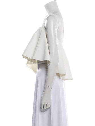 Nicholas Square Neckline Three-Quarter Sleeve Crop Top