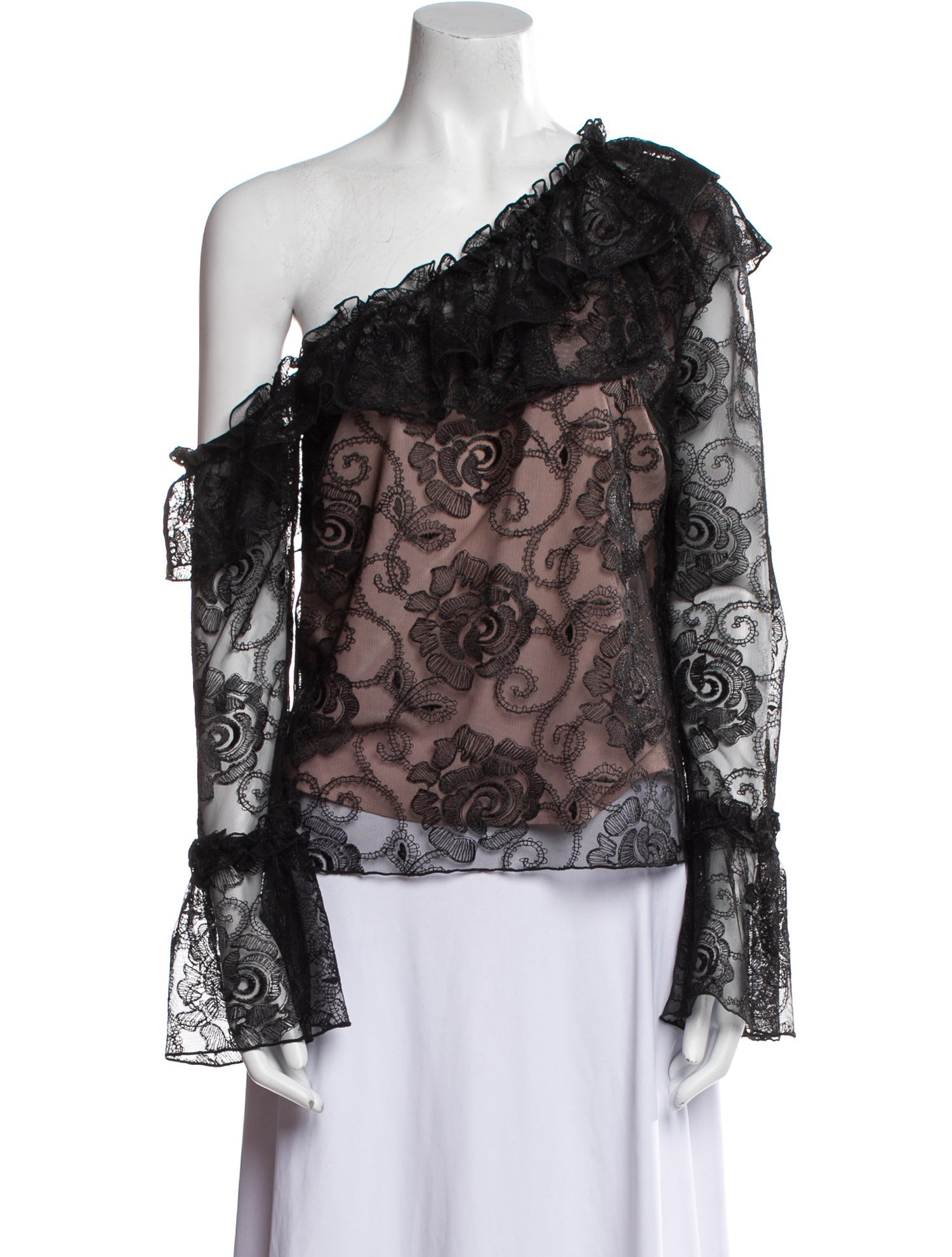 Nicholas Lace Pattern One-Shoulder Blouse