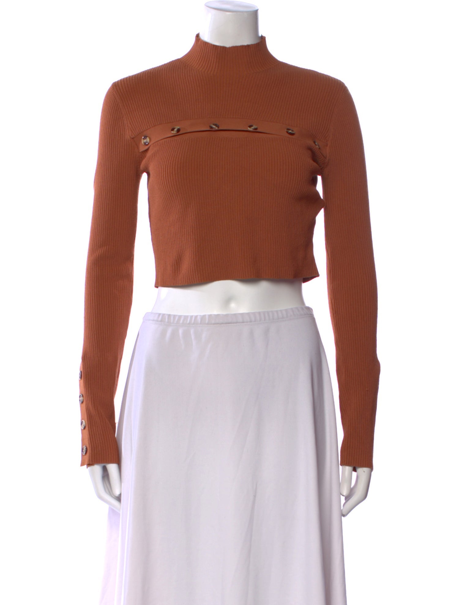 Nicholas Mock Neck Long Sleeve Crop Top