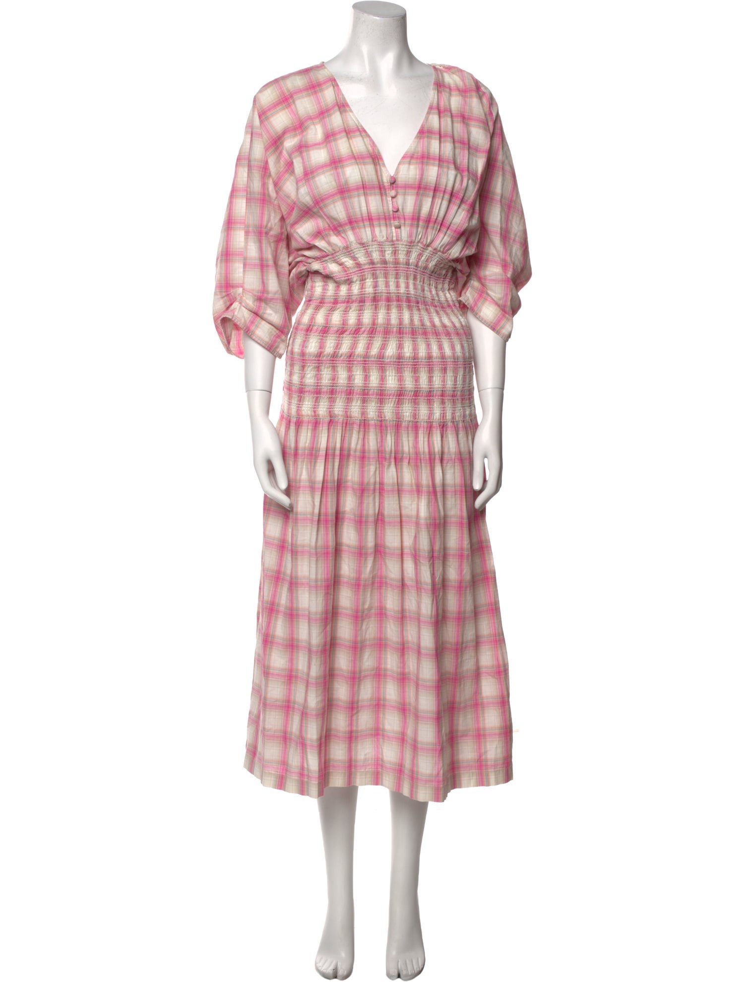 Nicholas Plaid Print Midi Length Dress