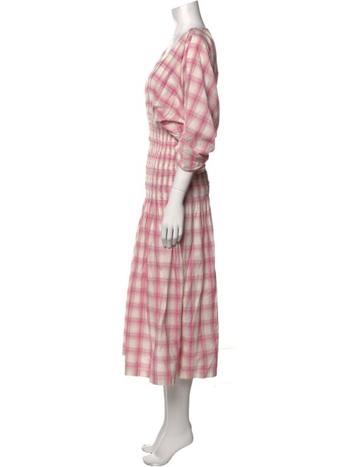 Nicholas Plaid Print Midi Length Dress