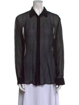 Nicholas Silk Long Sleeve Button-Up Top