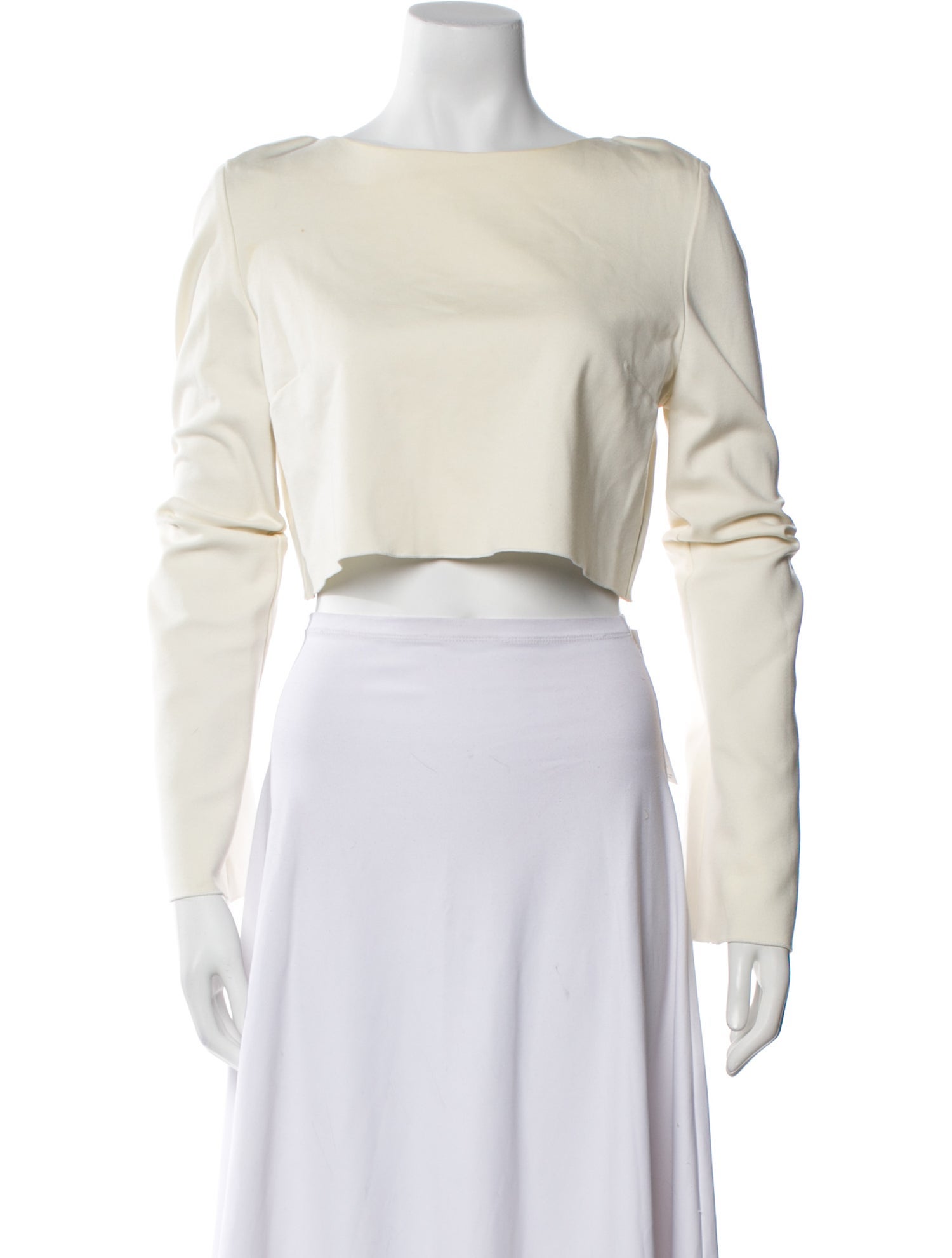 Nicholas Bateau Neckline Long Sleeve Crop Top